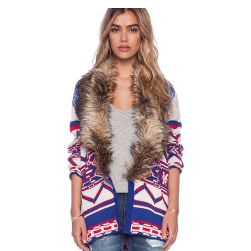 Revolve‎ MinkPink Legends of the Forest Jacket with Faux Fur Trim